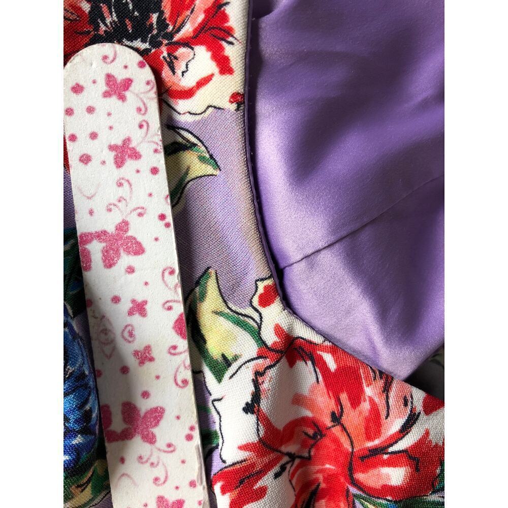 Parker Ana Combo Romper Shorts Flutter Sleeves V-Neck Floral Print Purple 2 - Picture 7 of 10